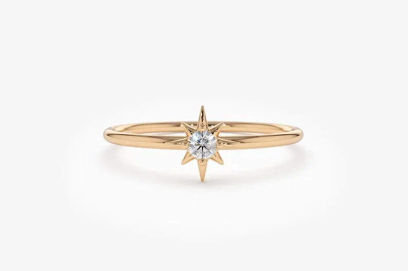 0.07CTW Star Shape Lab Grown Diamond Engagement Ring