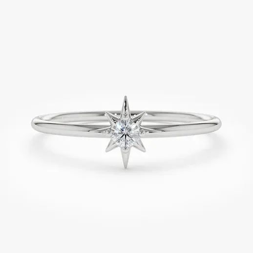 0.07CTW Star Shape Lab Grown Diamond Engagement Ring