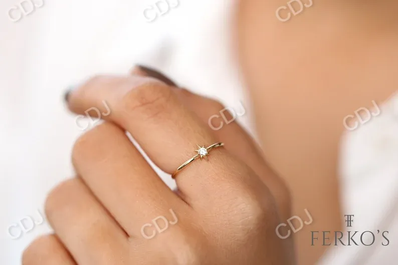 0.07CTW Star Shape Lab Grown Diamond Engagement Ring