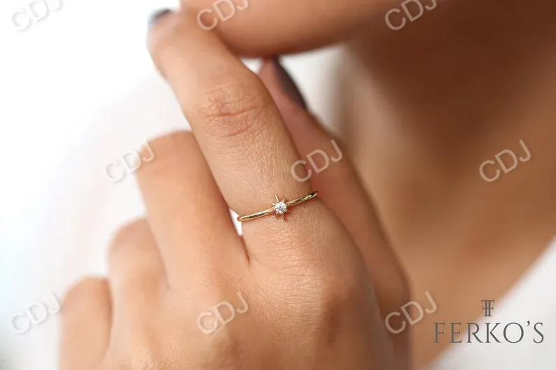 0.07CTW Star Shape Lab Grown Diamond Engagement Ring