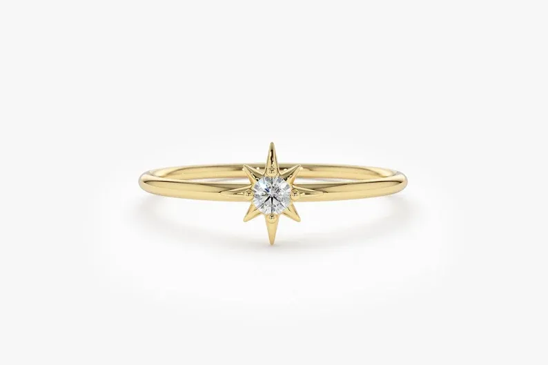0.07CTW Star Shape Lab Grown Diamond Engagement Ring