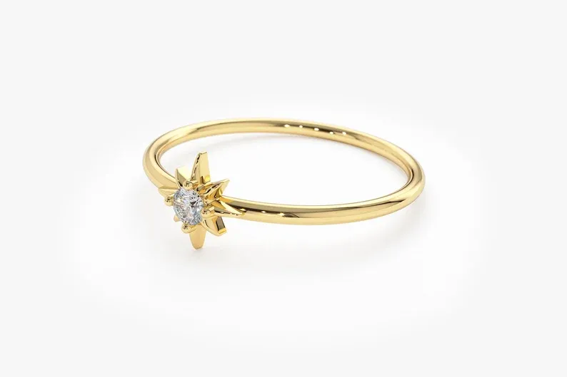 0.07CTW Star Shape Lab Grown Diamond Engagement Ring