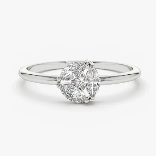 0.16CTW Marquise Cut Cluster Lab Grown Diamond Engagement Ring