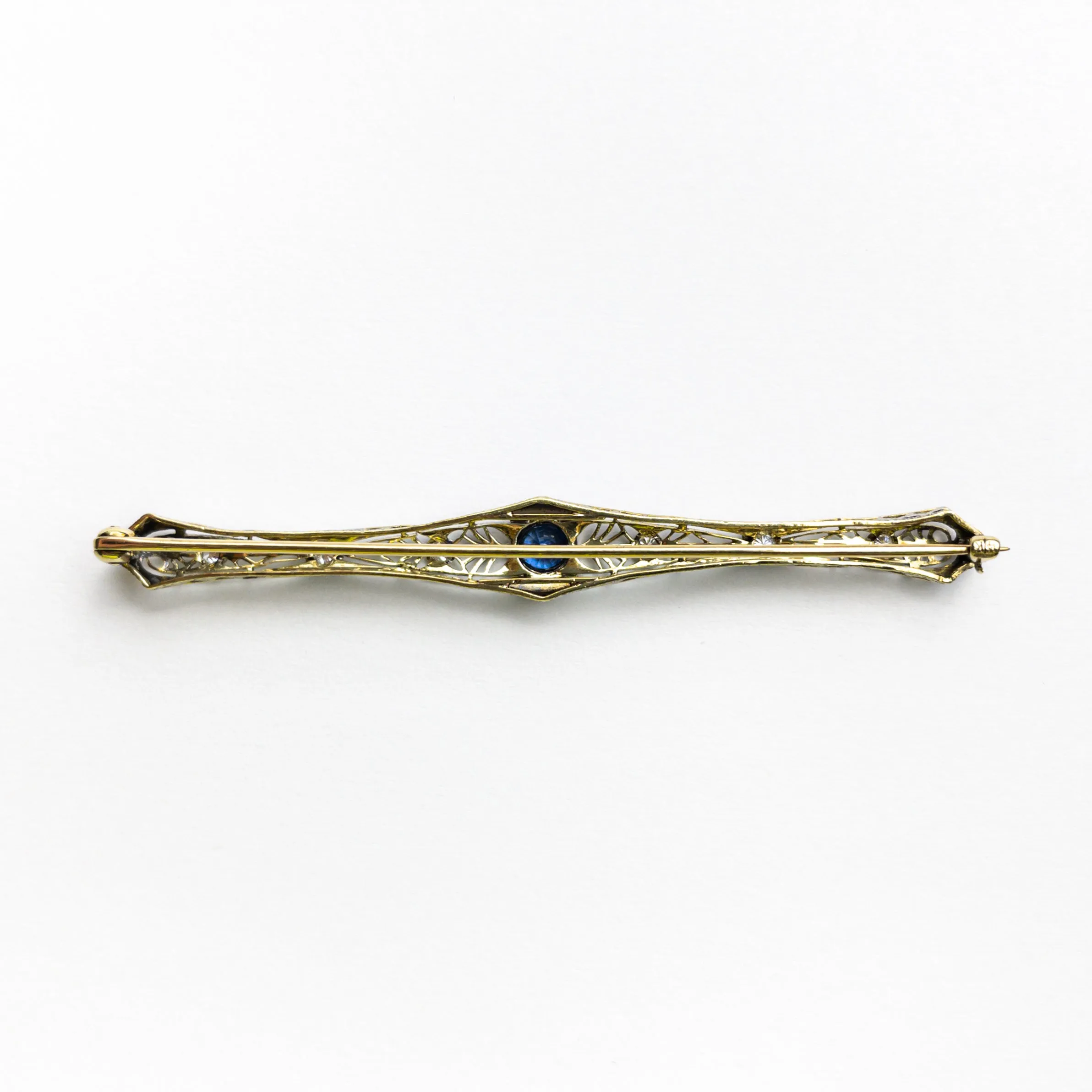 0.48ct Round Brilliant Sapphire 14K Yellow and White Gold Brooch 22756-01 xx