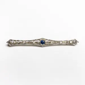 0.48ct Round Brilliant Sapphire 14K Yellow and White Gold Brooch 22756-01 xx