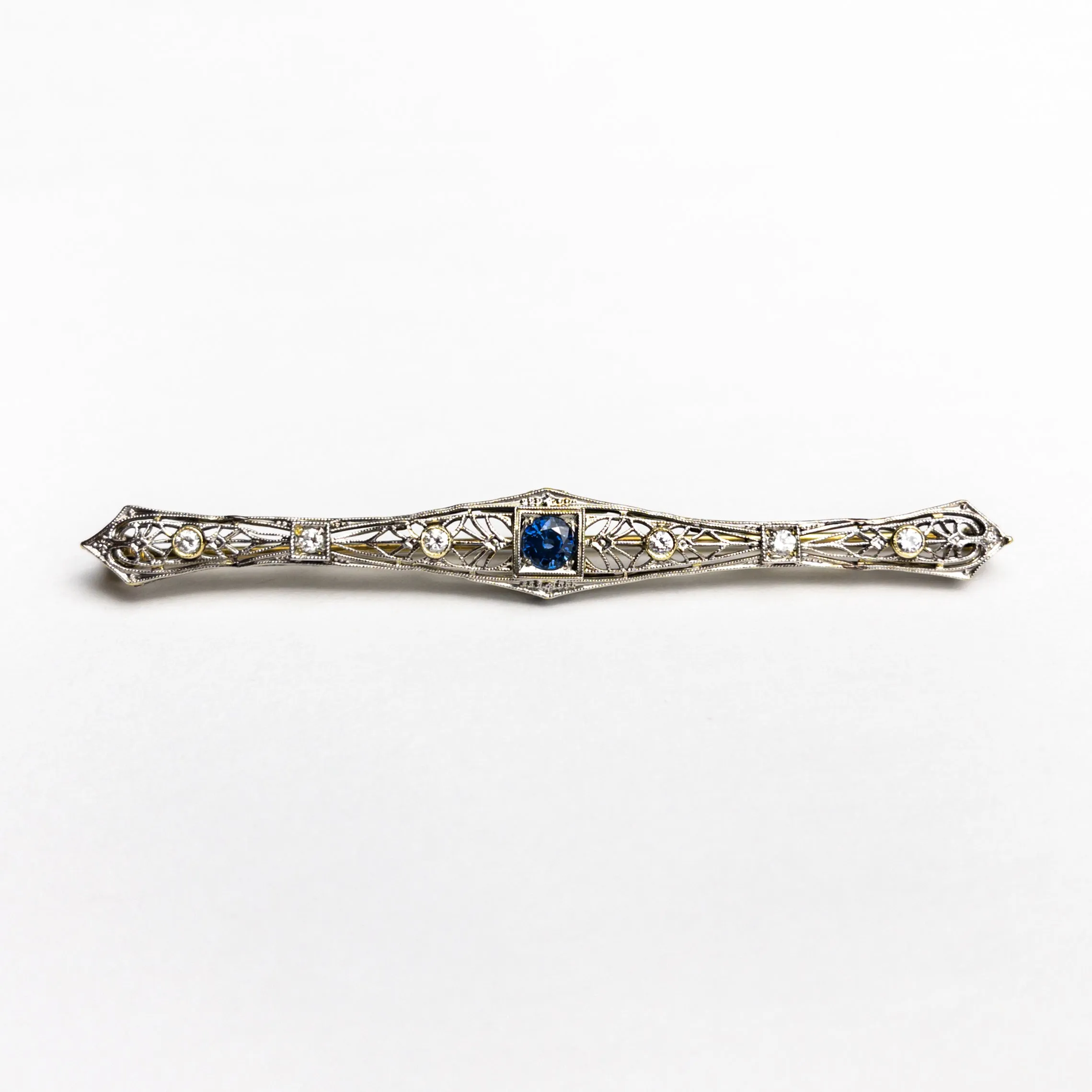 0.48ct Round Brilliant Sapphire 14K Yellow and White Gold Brooch 22756-01 xx