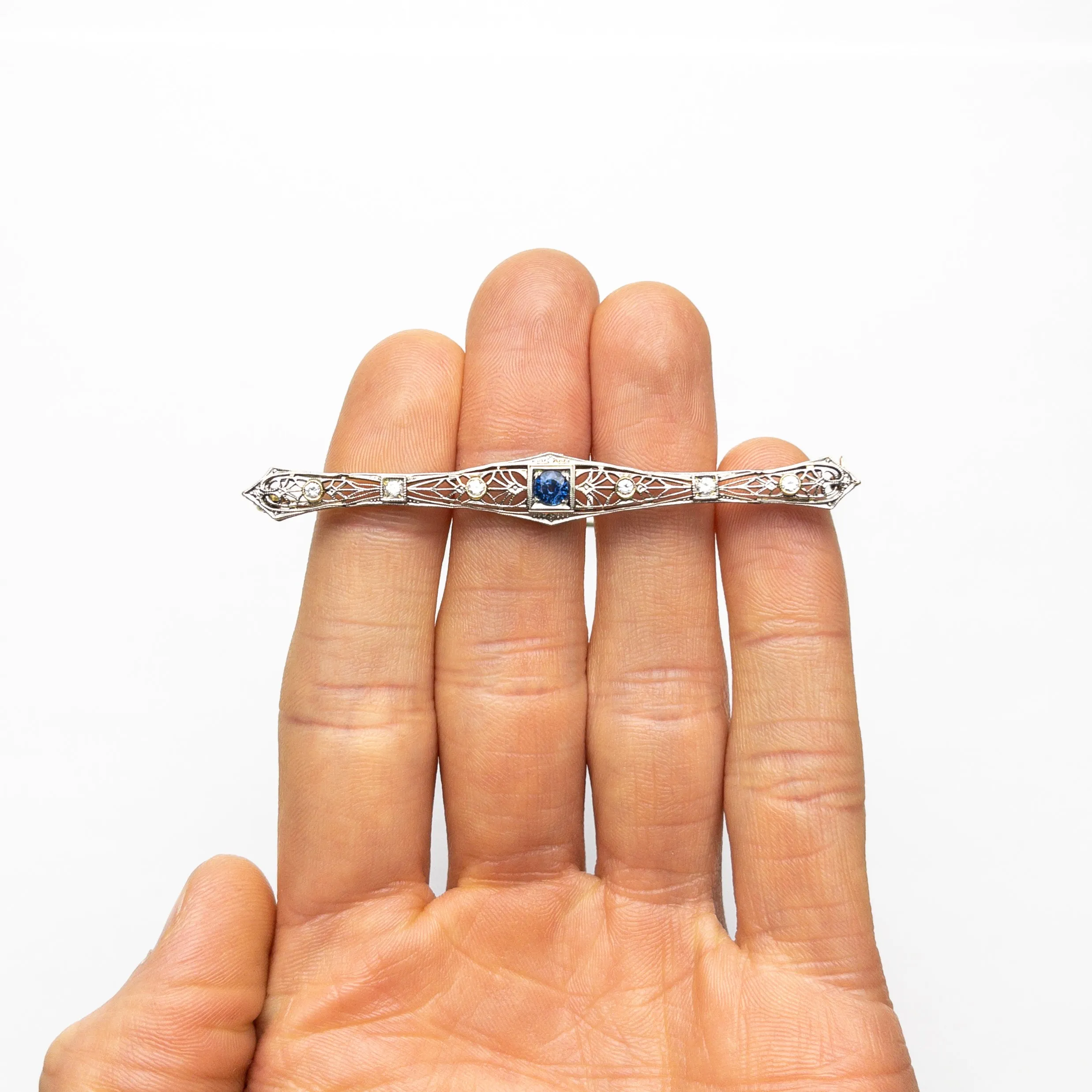 0.48ct Round Brilliant Sapphire 14K Yellow and White Gold Brooch 22756-01 xx