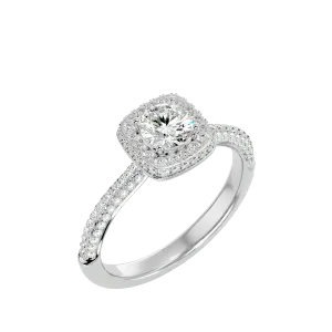 1 1/4 ctw Round Lab Grown Diamond Halo Engagement Ring