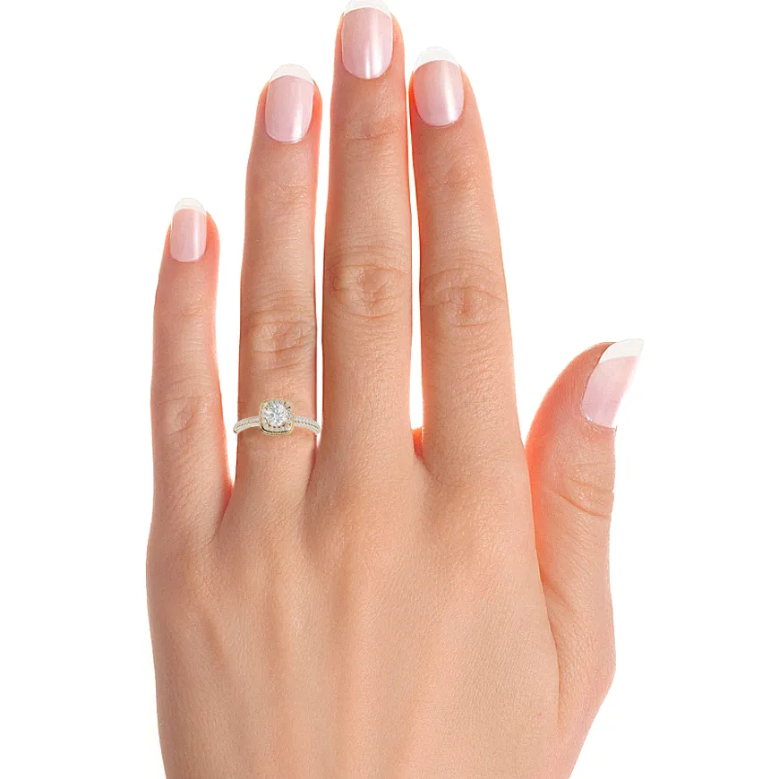 1 1/4 ctw Round Lab Grown Diamond Halo Engagement Ring