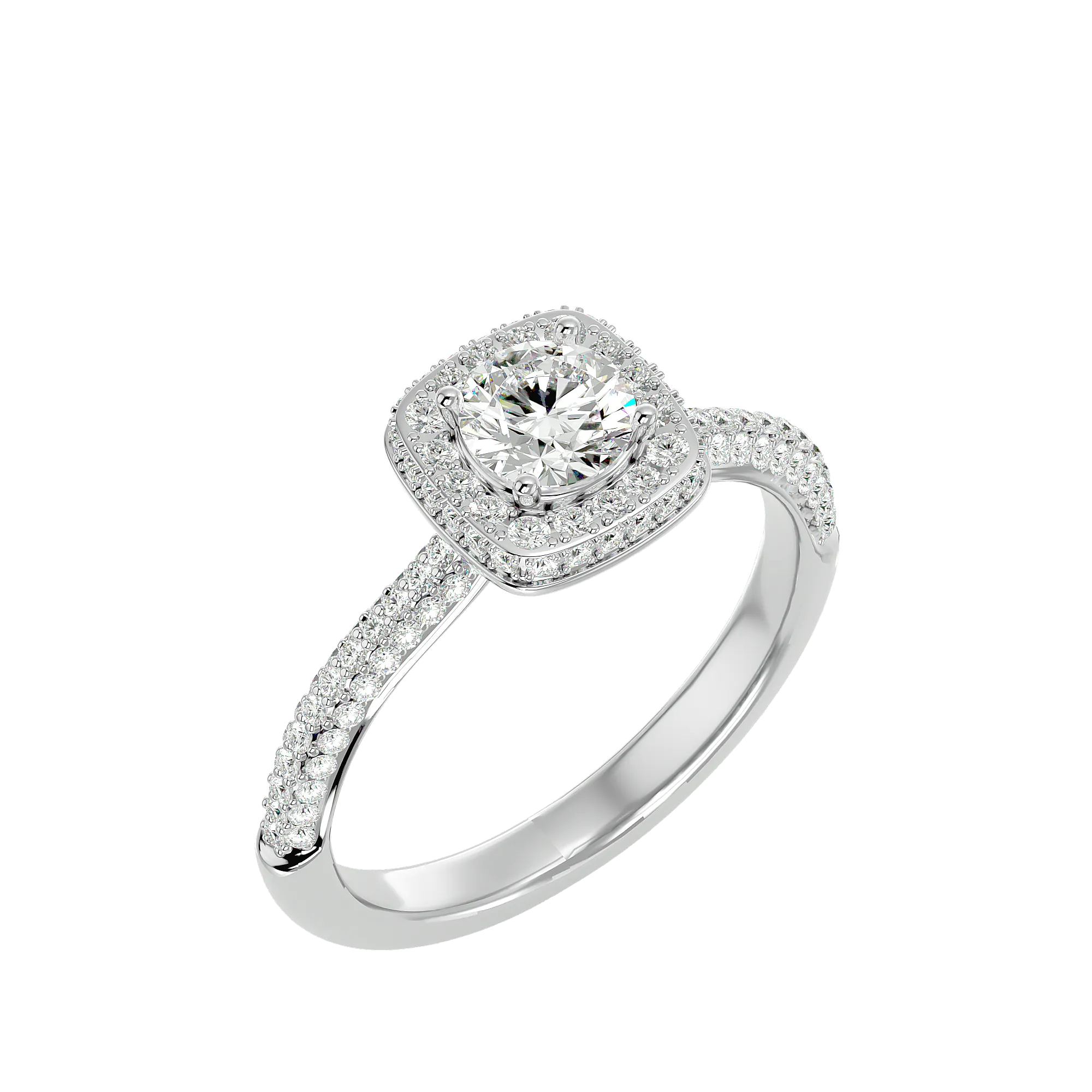 1 1/4 ctw Round Lab Grown Diamond Halo Engagement Ring
