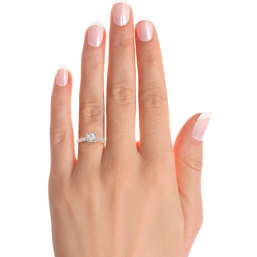1 1/4 ctw Round Lab Grown Diamond Halo Engagement Ring