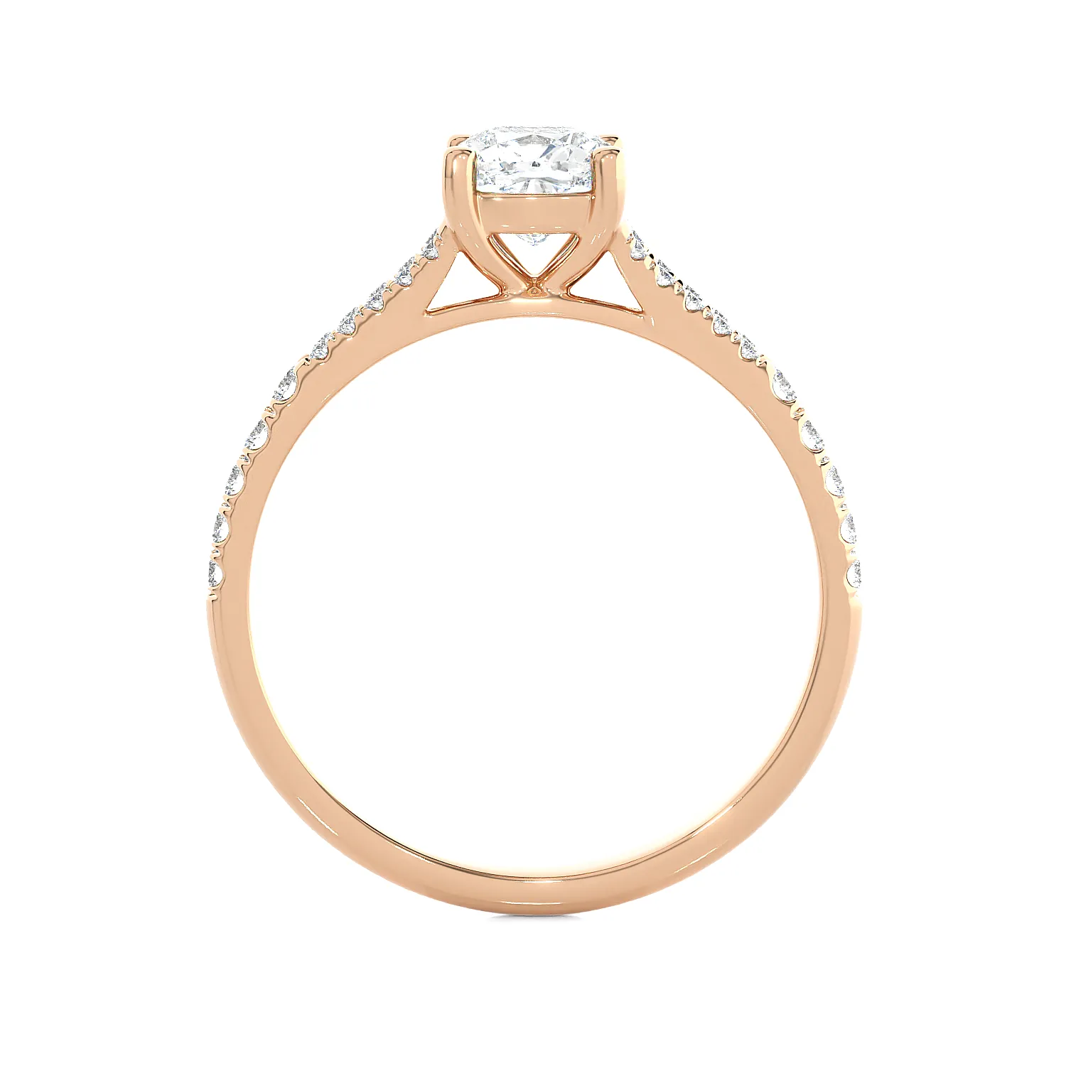 1 ctw Cushion-Cut Lab Grown Diamond Side Stone Engagement Ring