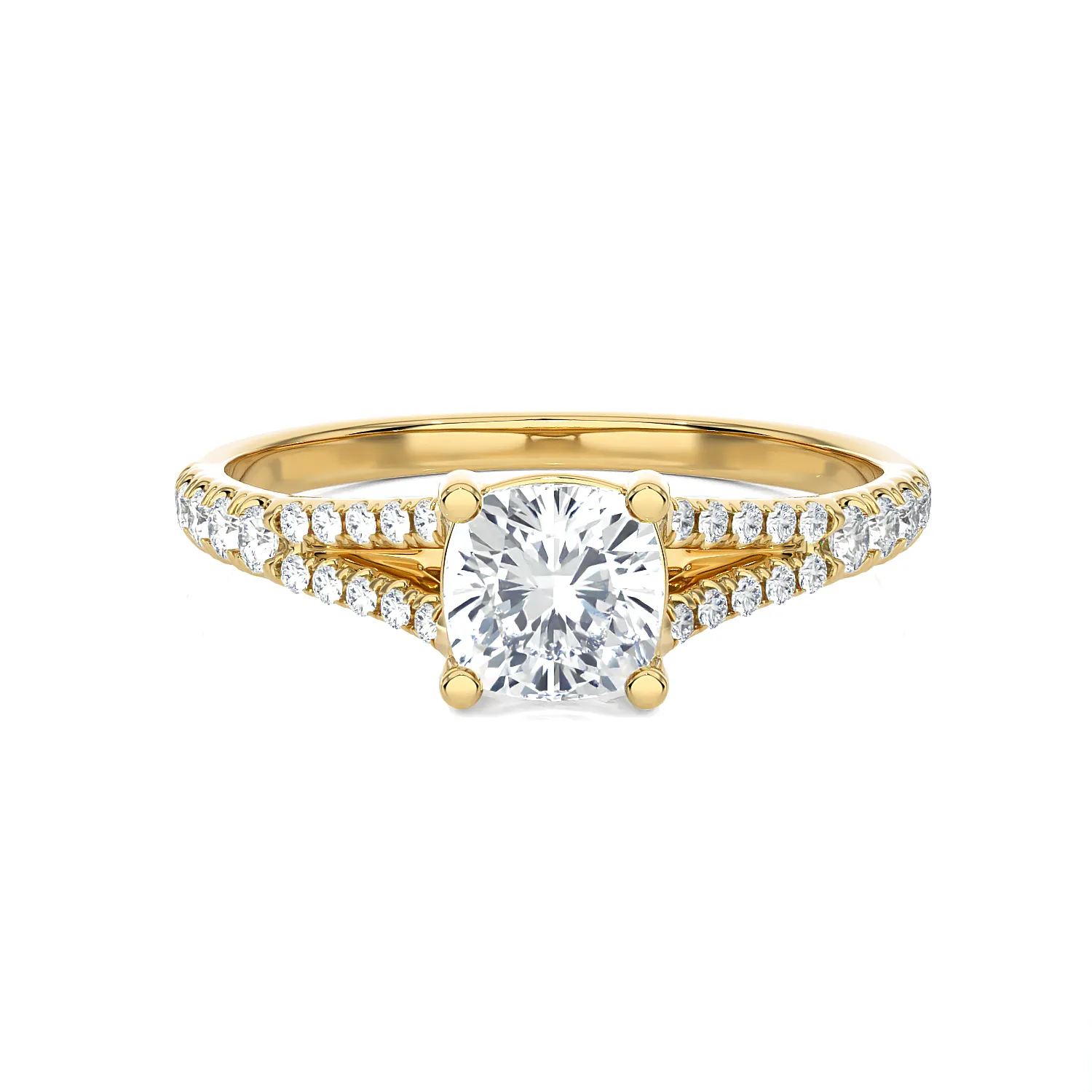 1 ctw Cushion-Cut Lab Grown Diamond Side Stone Engagement Ring