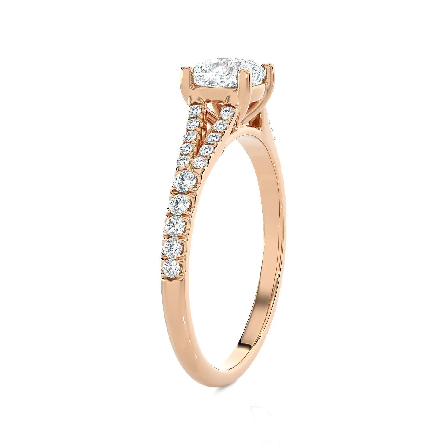 1 ctw Cushion-Cut Lab Grown Diamond Side Stone Engagement Ring