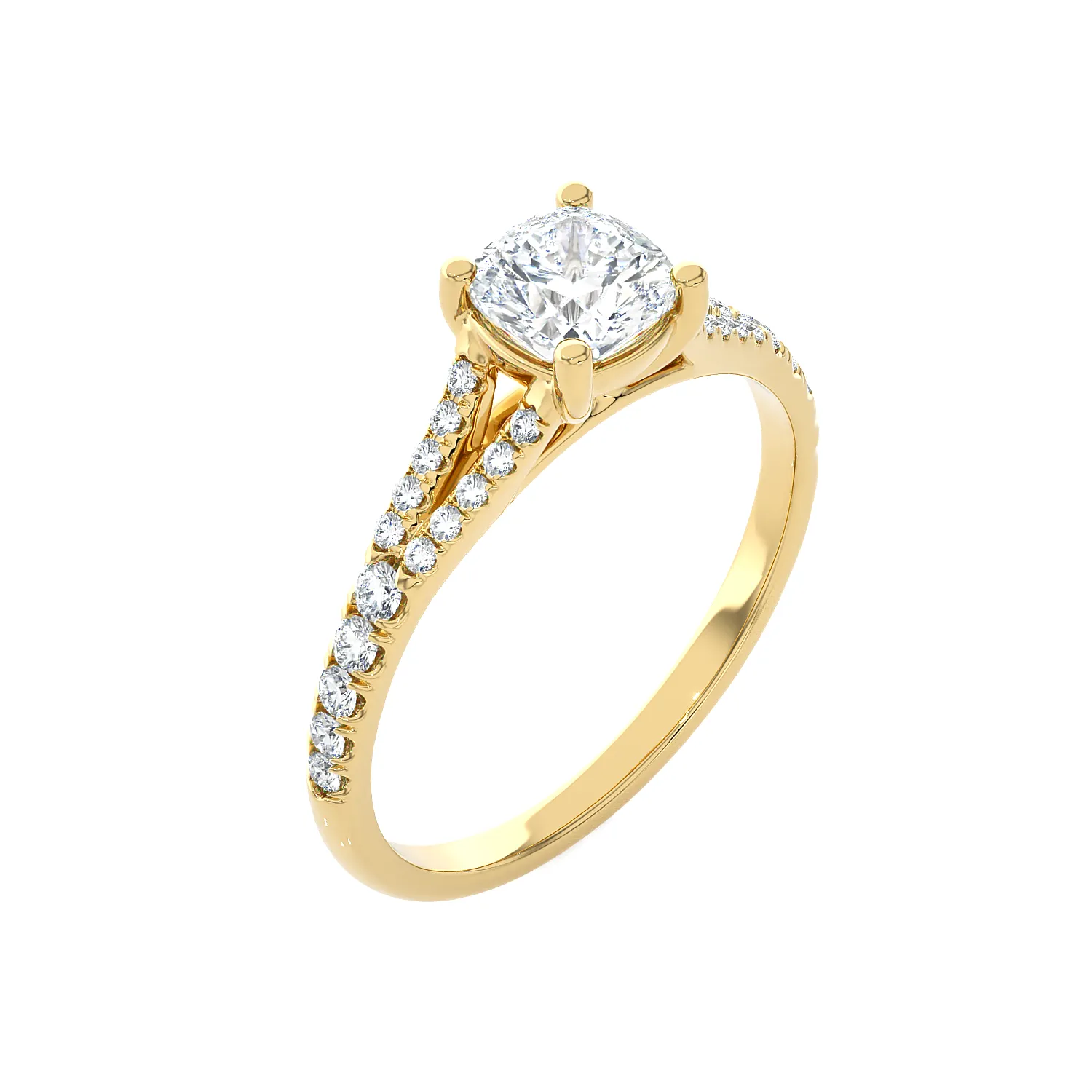 1 ctw Cushion-Cut Lab Grown Diamond Side Stone Engagement Ring