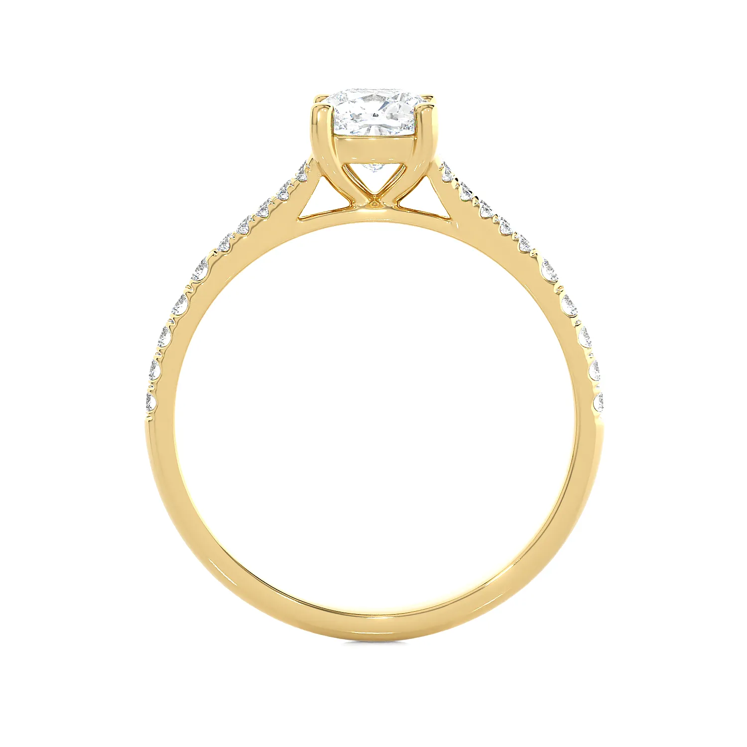 1 ctw Cushion-Cut Lab Grown Diamond Side Stone Engagement Ring