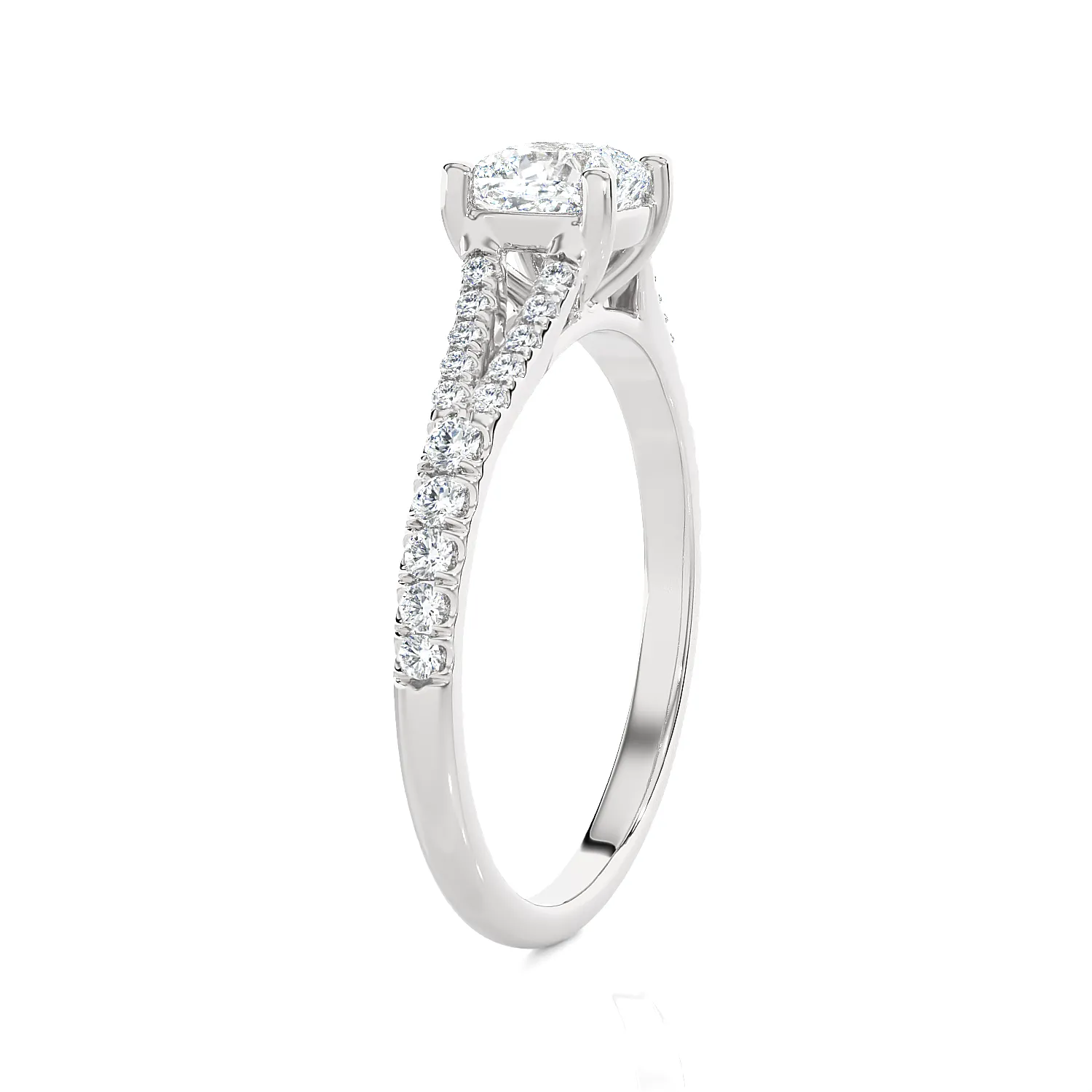 1 ctw Cushion-Cut Lab Grown Diamond Side Stone Engagement Ring