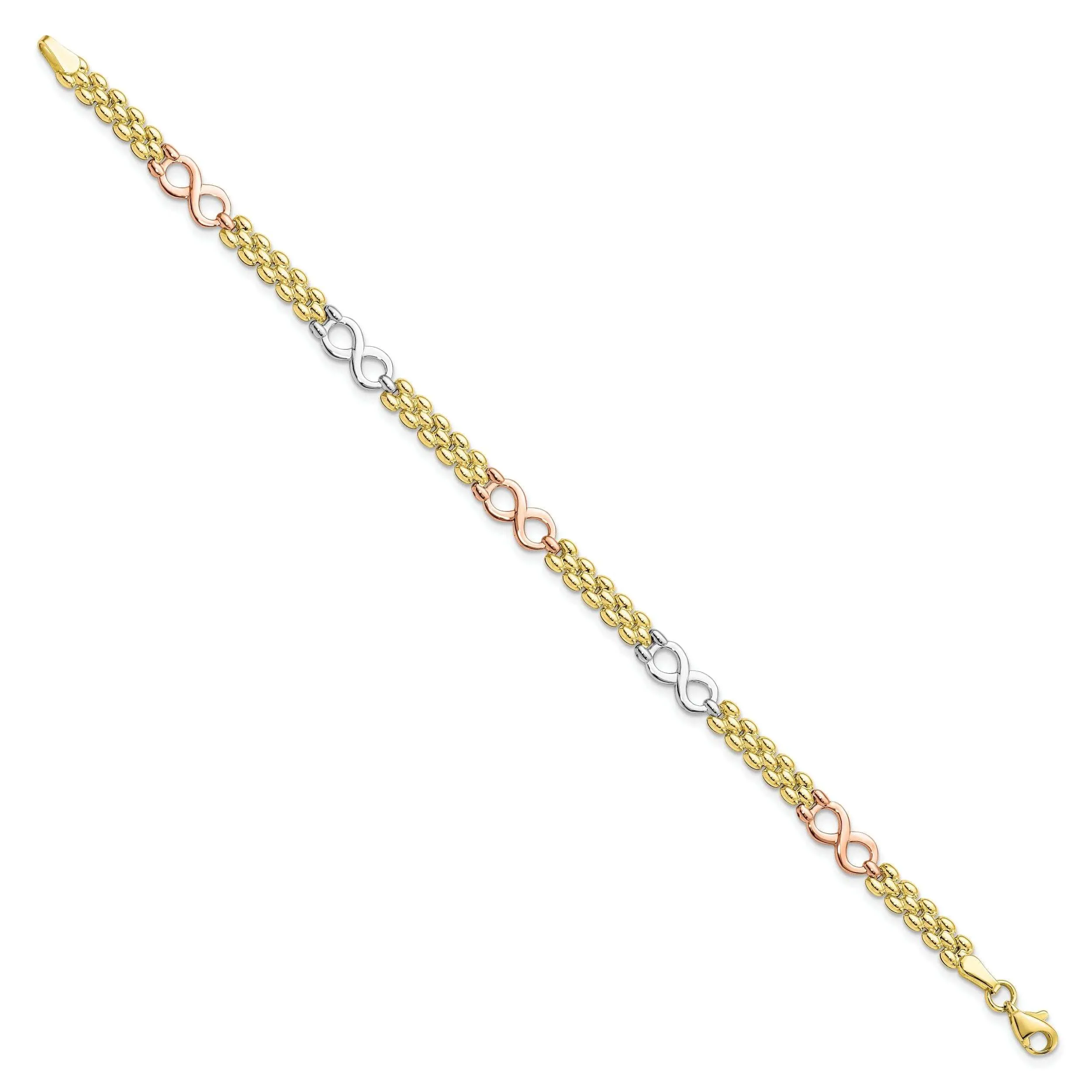 10K Tri Color Gold Reversible Infinity Bracelet