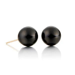 12mm Black Jade Bead Earrings