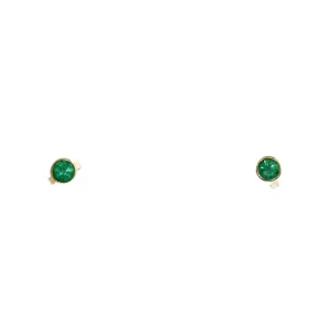 14K Gold x Green Emerald Stud Earrings