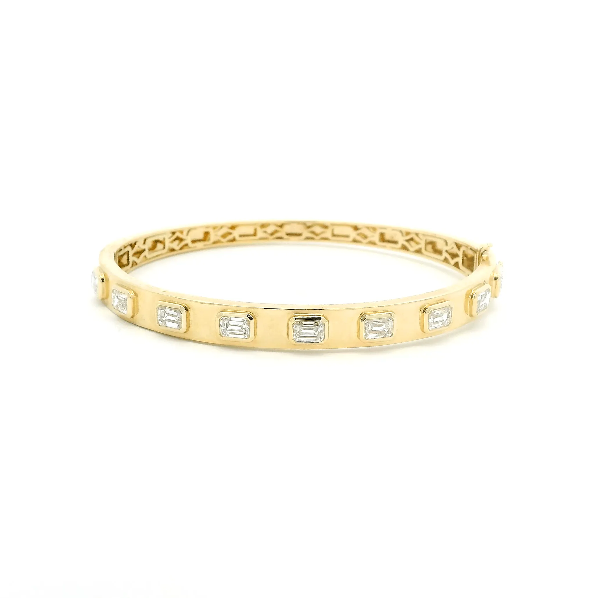 14K or 18K Gold Emerald Cut Diamond Bangle Bracelet 2.77 ct, Lab Grown
