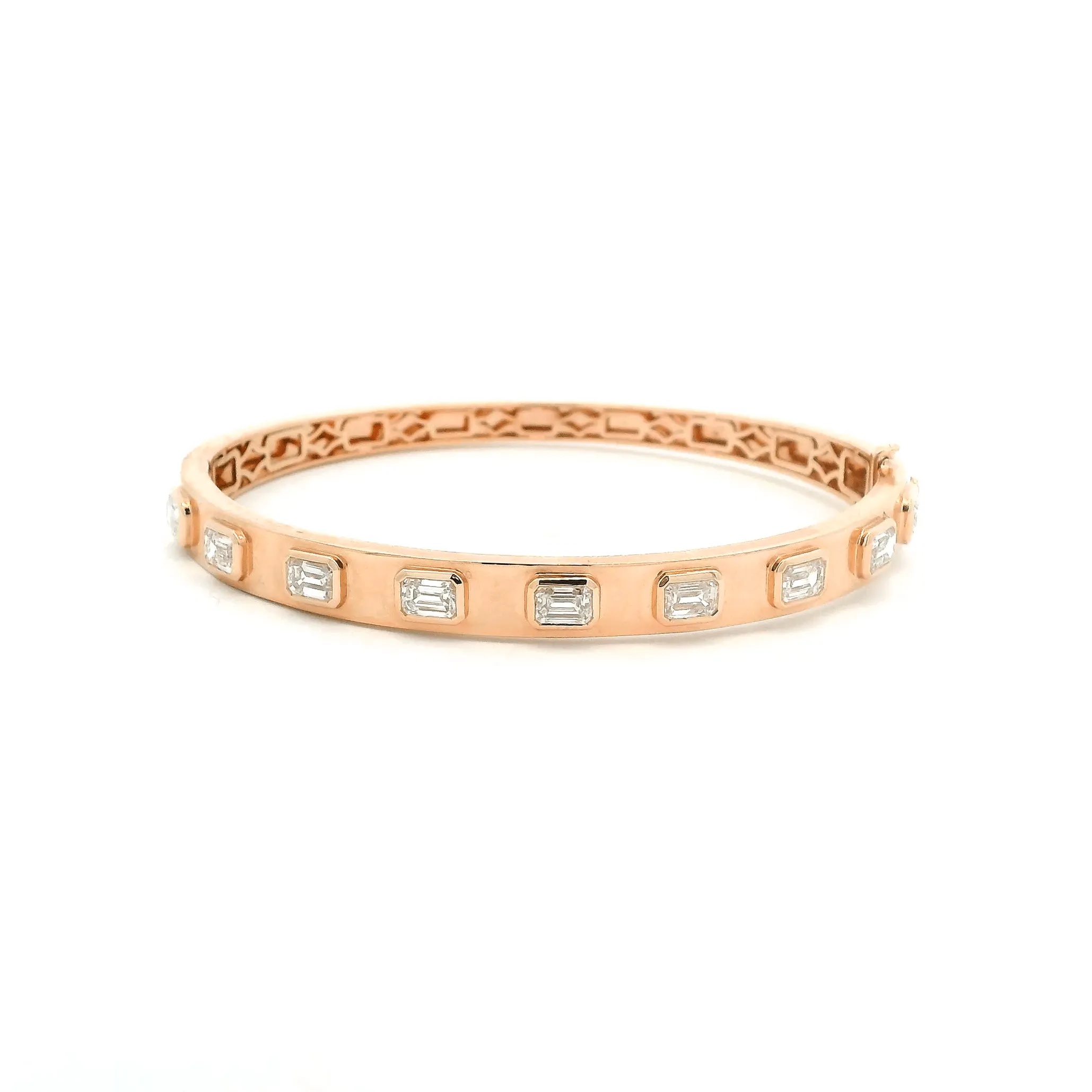 14K or 18K Gold Emerald Cut Diamond Bangle Bracelet 2.77 ct, Lab Grown