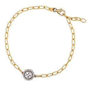 14K Oval Link Bracelet with diamond Pendant
