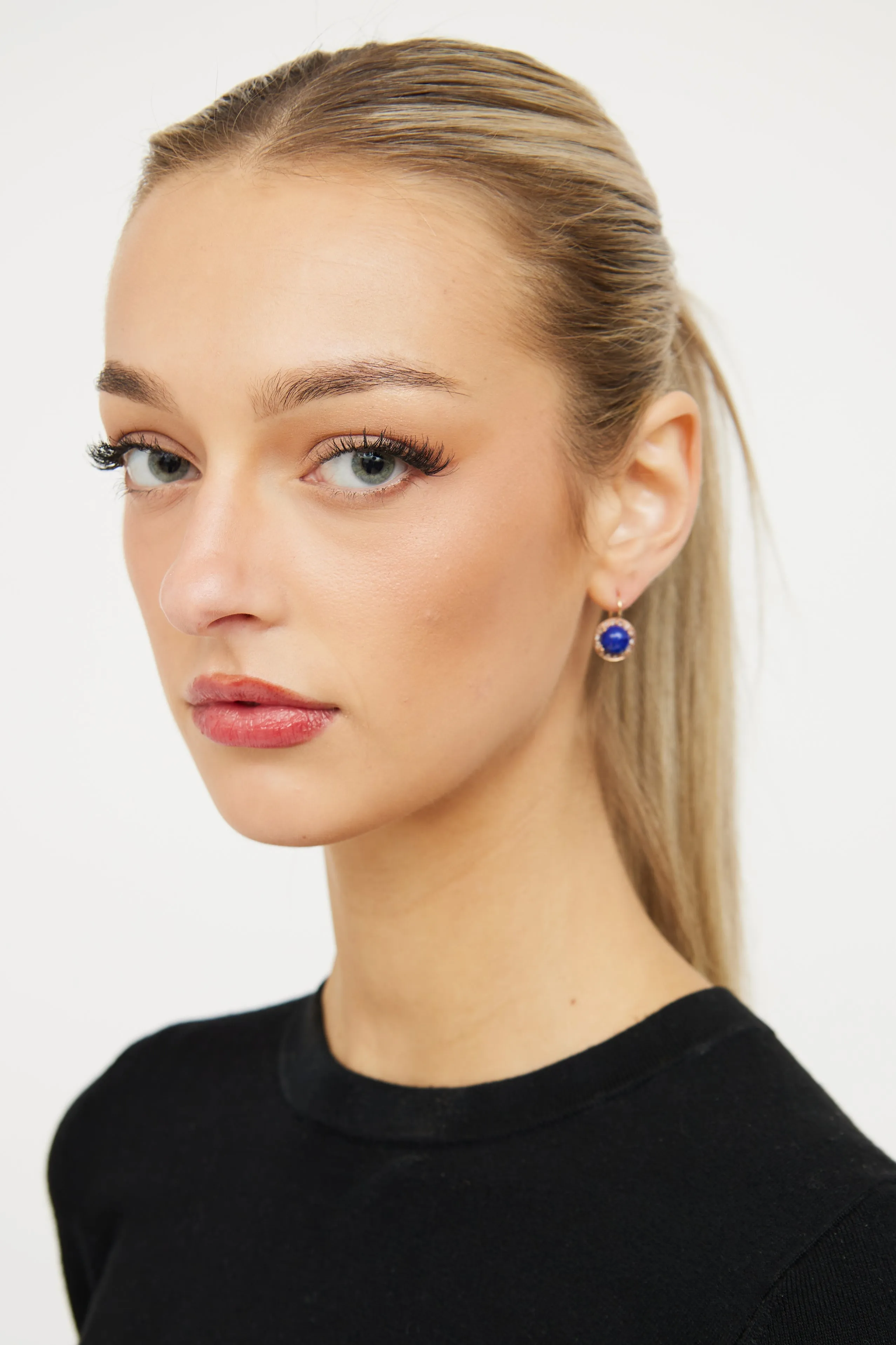 14K Rose Gold & Lapis Lazuli Drop Earrings
