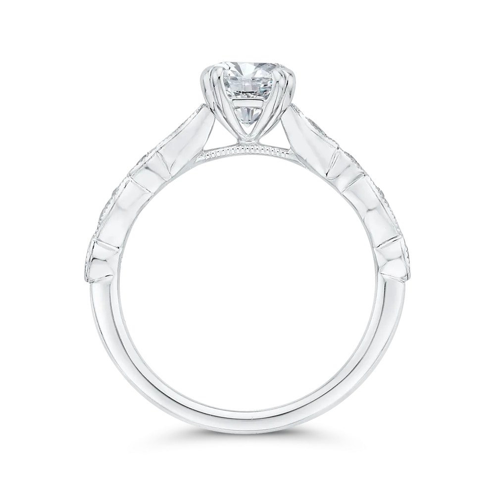 14K White Gold Diamond Engagement Ring (Semi-Mount)