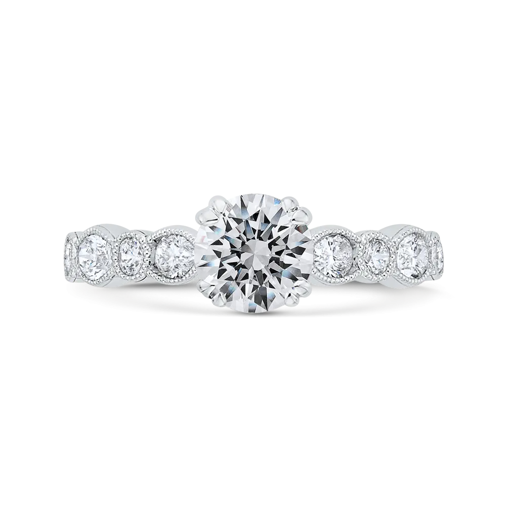 14K White Gold Diamond Engagement Ring (Semi-Mount)