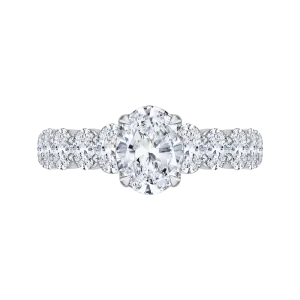 14K White Gold Oval Diamond Engagement Ring (Semi Mount)