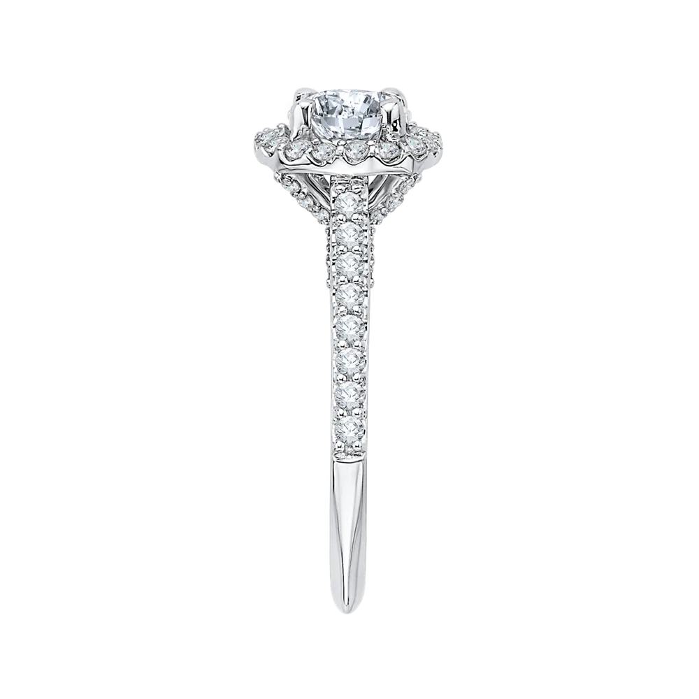 14K White Gold Princess Diamond Halo Engagement Ring (Semi Mount)