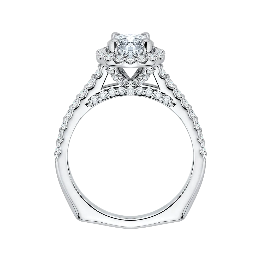 14K White Gold Princess Diamond Halo Engagement Ring (Semi Mount)