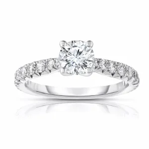 14K White Gold Round Diamond Engagement Ring
