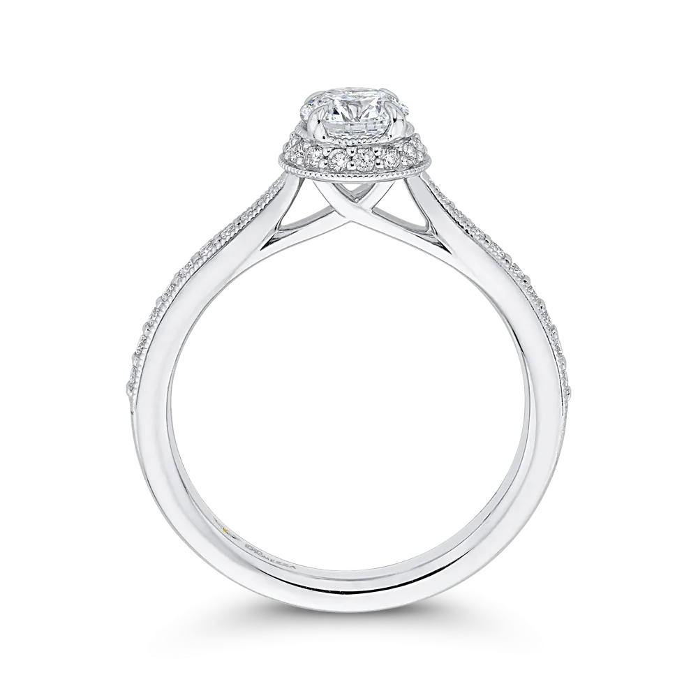 14K White Gold Round Diamond Halo Engagement Ring