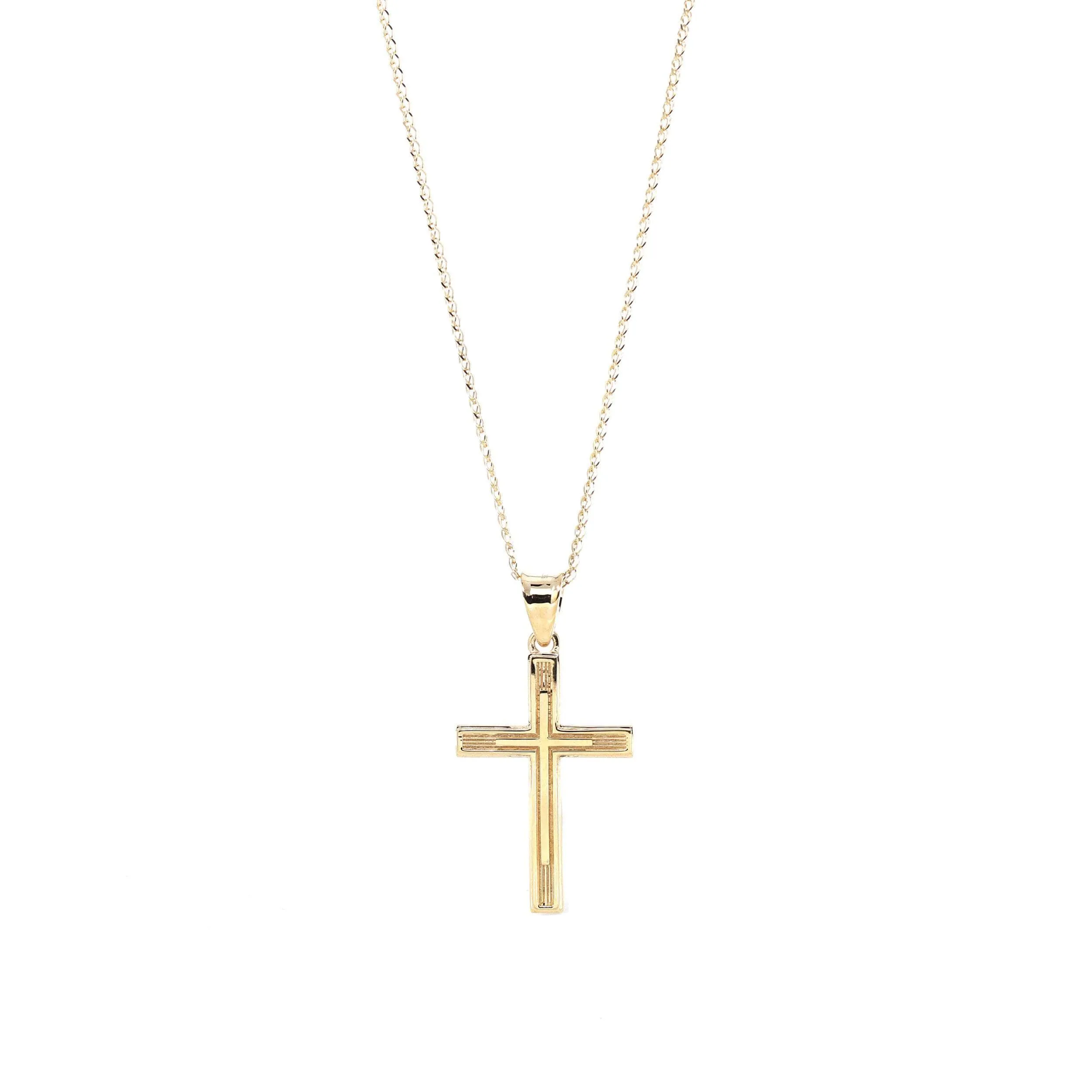 14k Yellow Gold Cross Charm Necklace