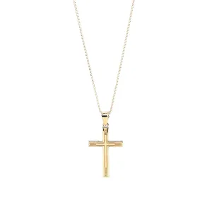 14k Yellow Gold Cross Charm Necklace