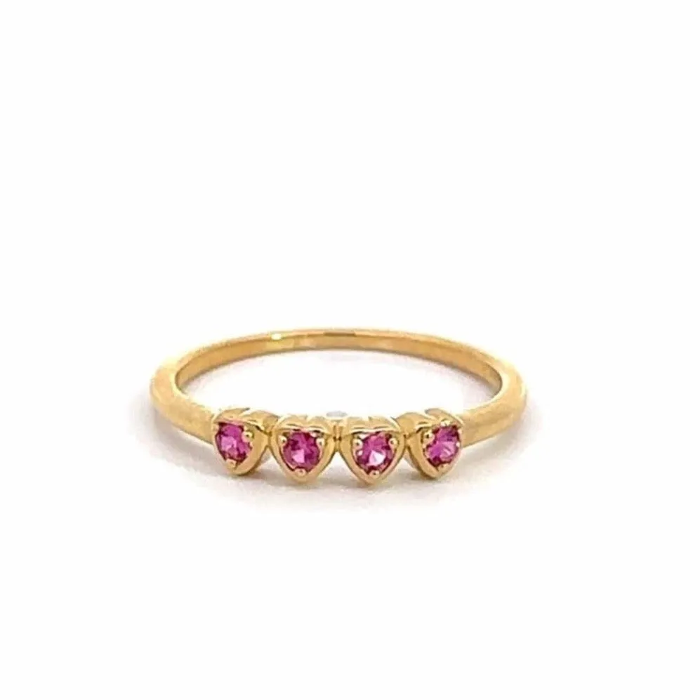 14k Yellow Gold Natural Ruby Heart Ring
