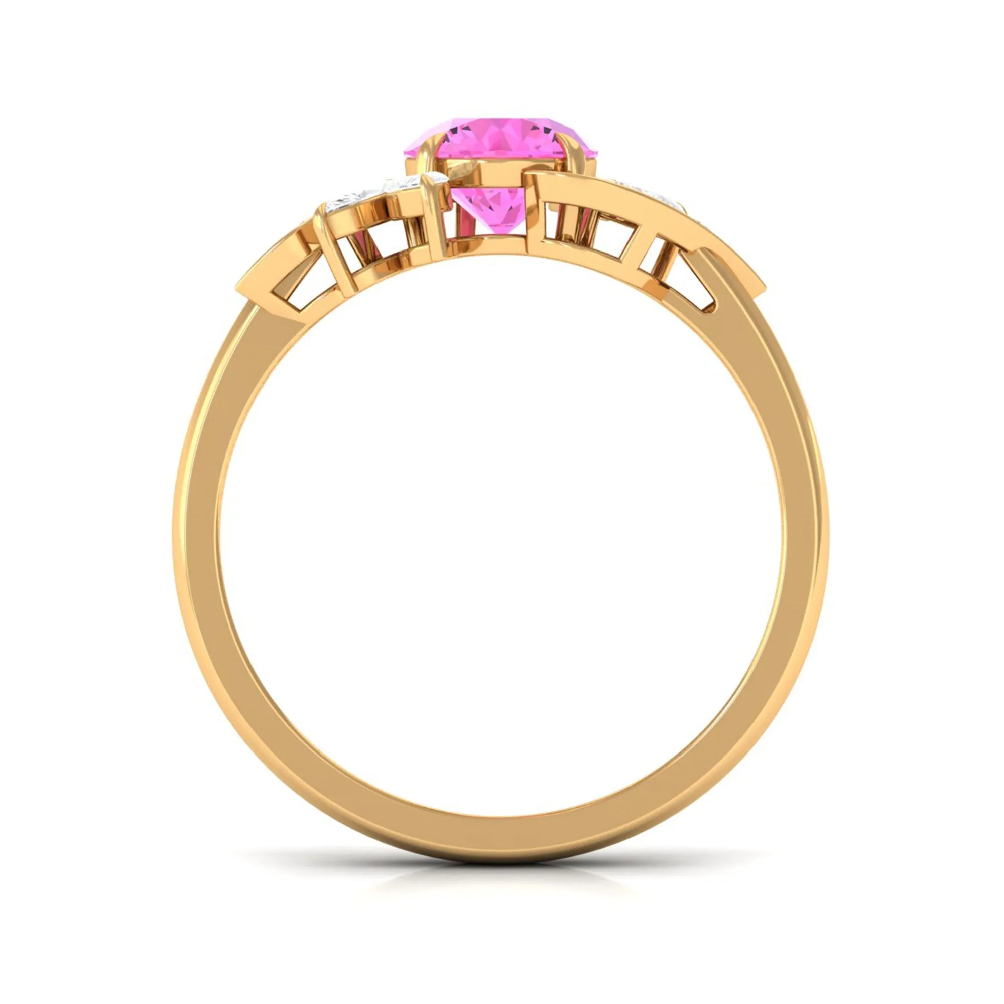 1.5 CT Pink Sapphire Flower Engagement Ring with Diamond