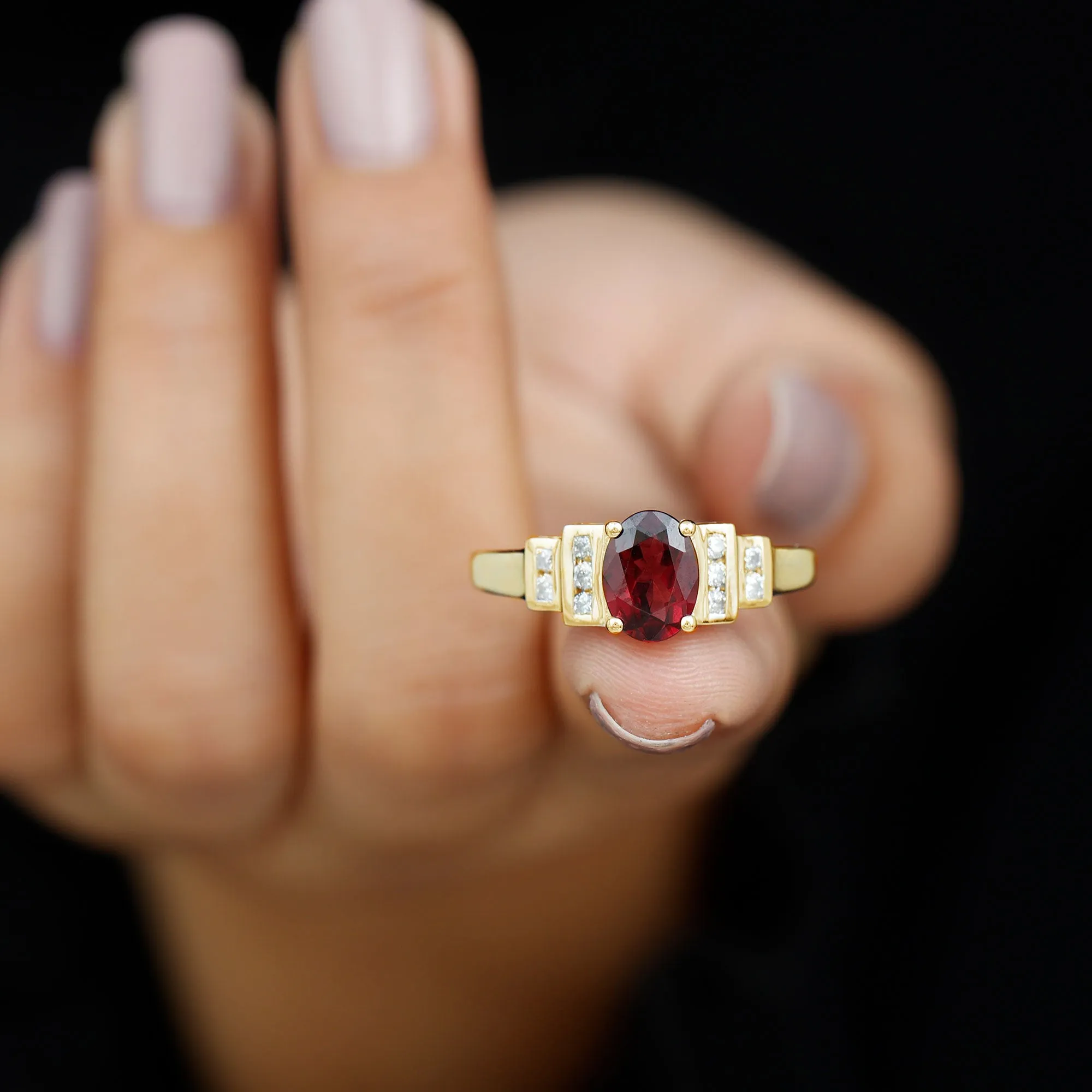 1.75 CT Rhodolite Solitaire Ring with Diamond Collar