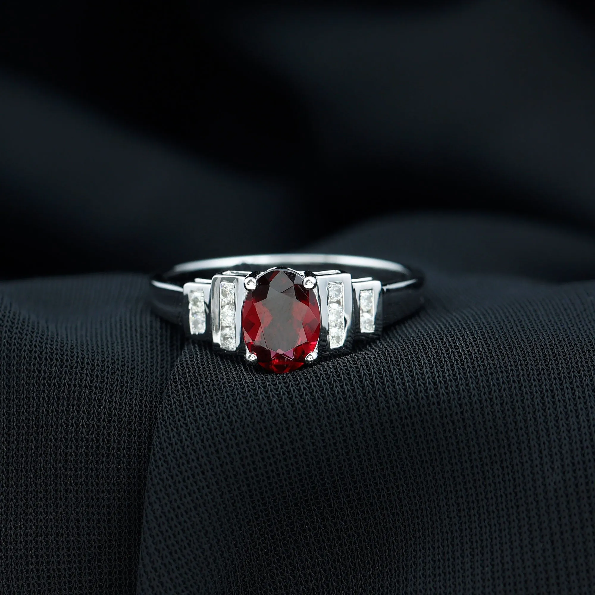 1.75 CT Rhodolite Solitaire Ring with Diamond Collar