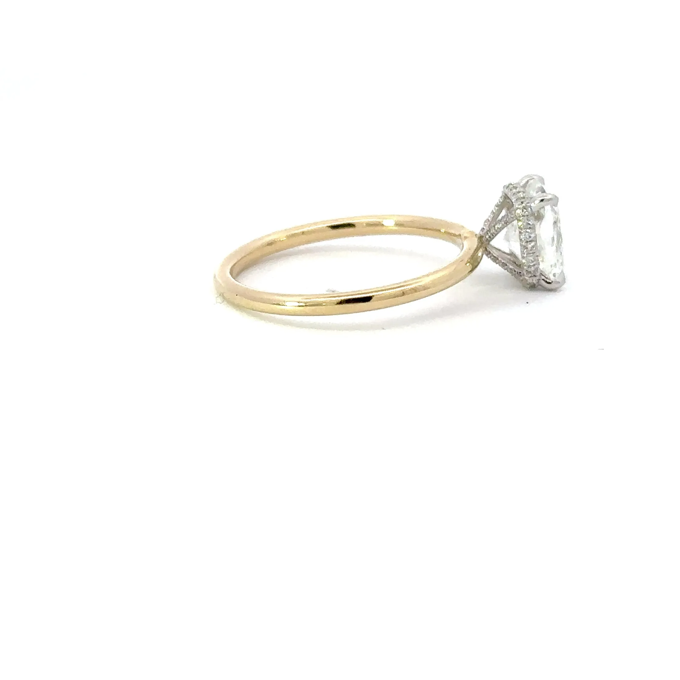 1.80 Cushion Natural Diamond Engagement Ring with Hidden Halo