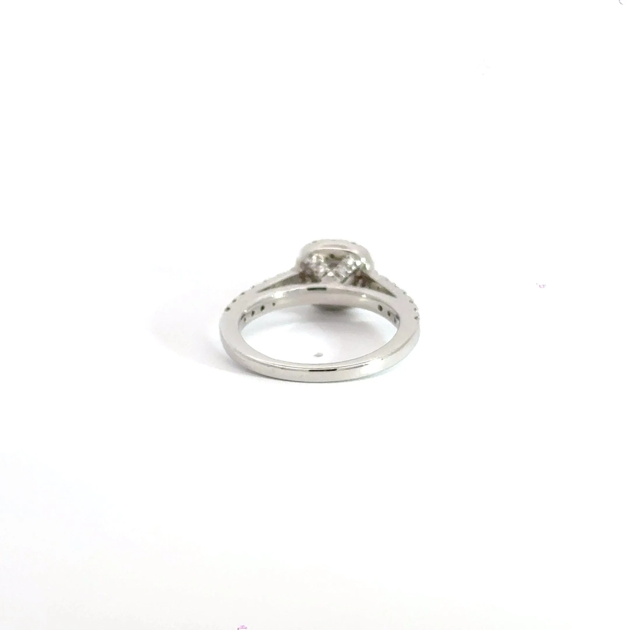 18ct White Gold Diamond Solitaire Halo Ring