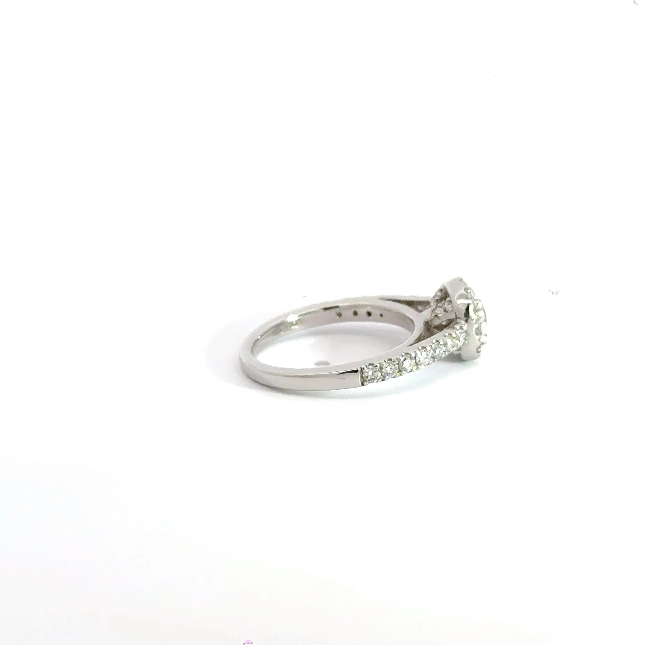 18ct White Gold Diamond Solitaire Halo Ring