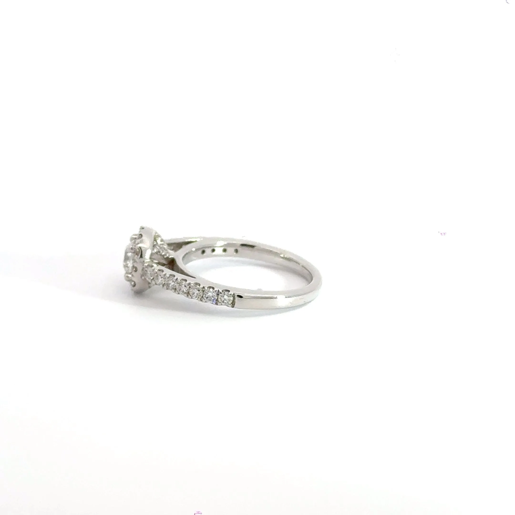 18ct White Gold Diamond Solitaire Halo Ring