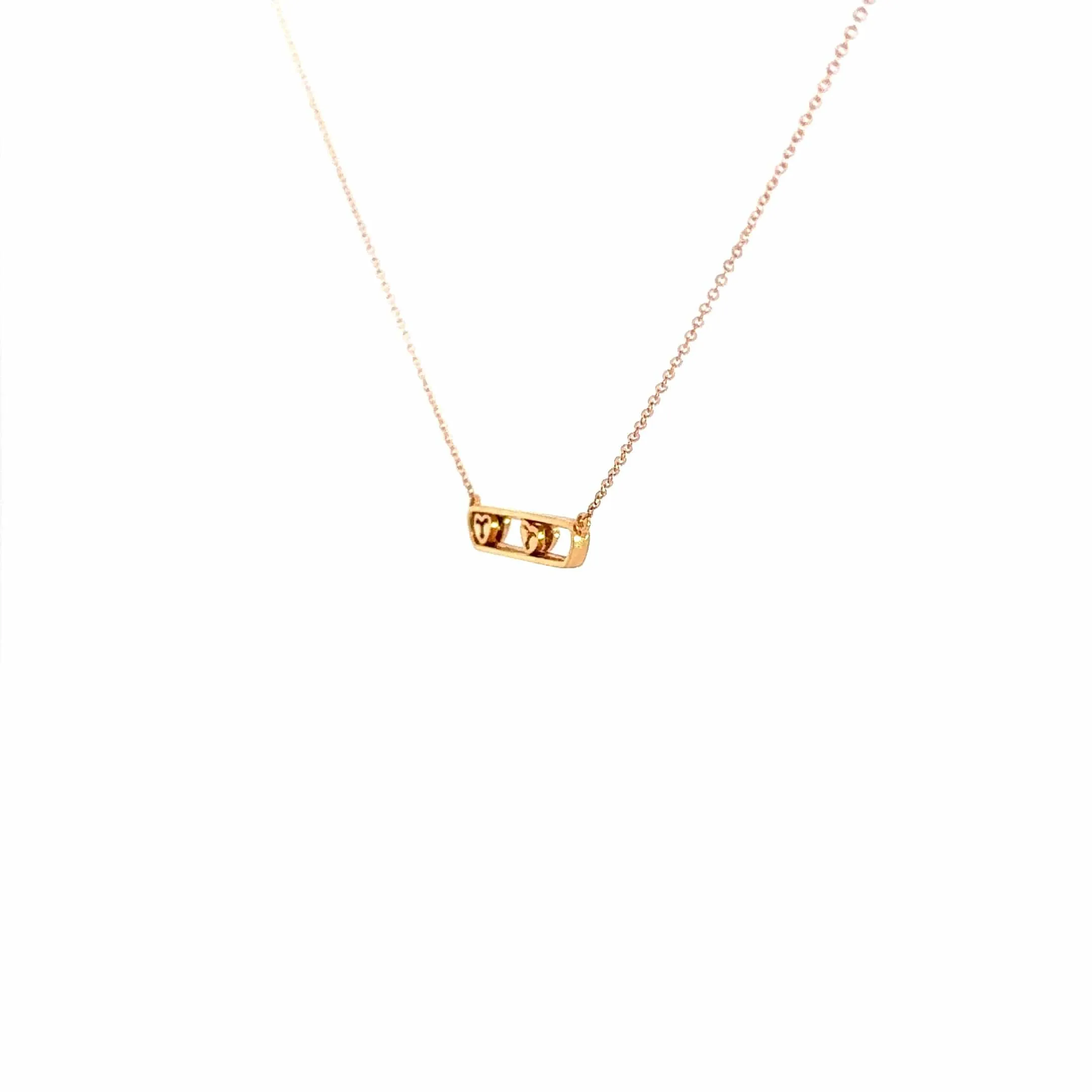 18K Rose Gold Sliding Heart Diamond Pendant Necklace
