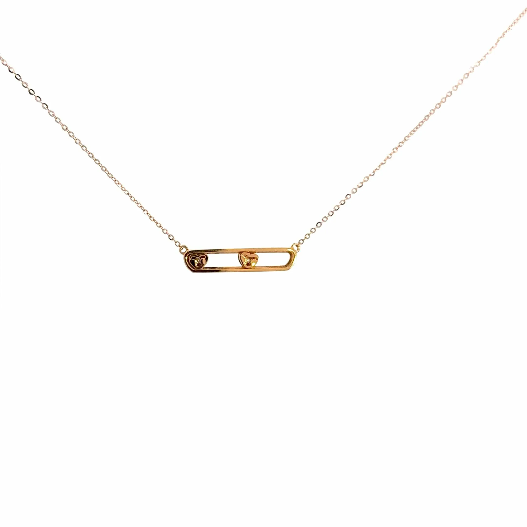 18K Rose Gold Sliding Heart Diamond Pendant Necklace