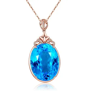 18K Rose Gold Water Drop Pigeon Egg Necklace with Lapis Lazuli for Women