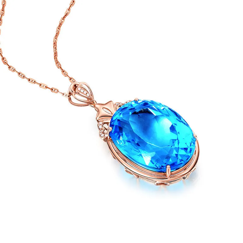 18K Rose Gold Water Drop Pigeon Egg Necklace with Lapis Lazuli for Women