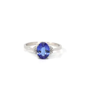 18k White Gold Natural Tanzanite Diamond Anniversary Ring